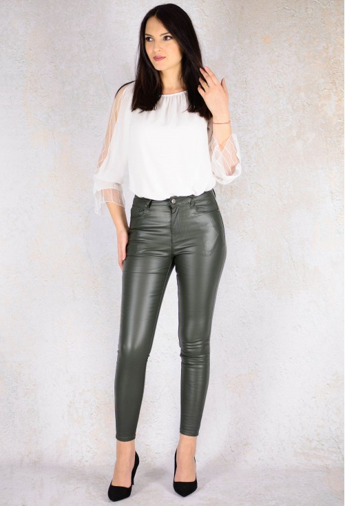 Pantaloni Leather Feature Green