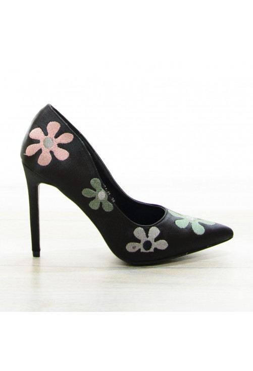 Pantofi Sweet Flowers Black #6845