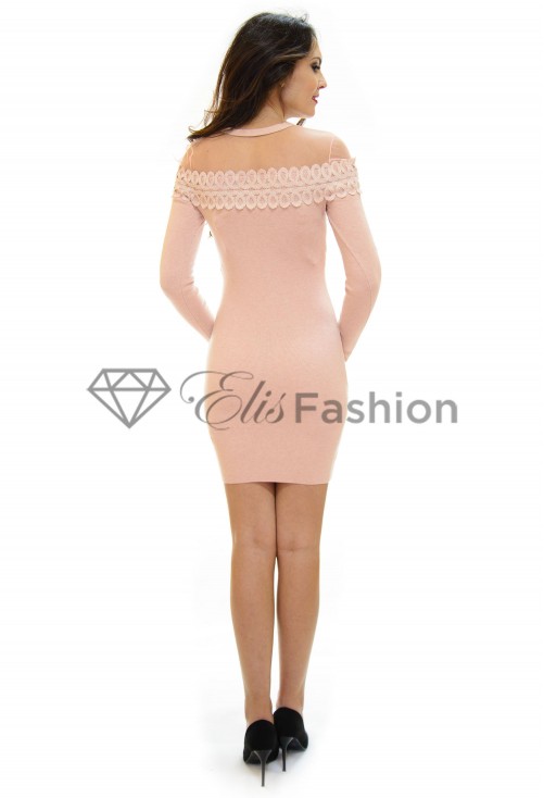 Rochie Tricotata Lace Brodery Rose
